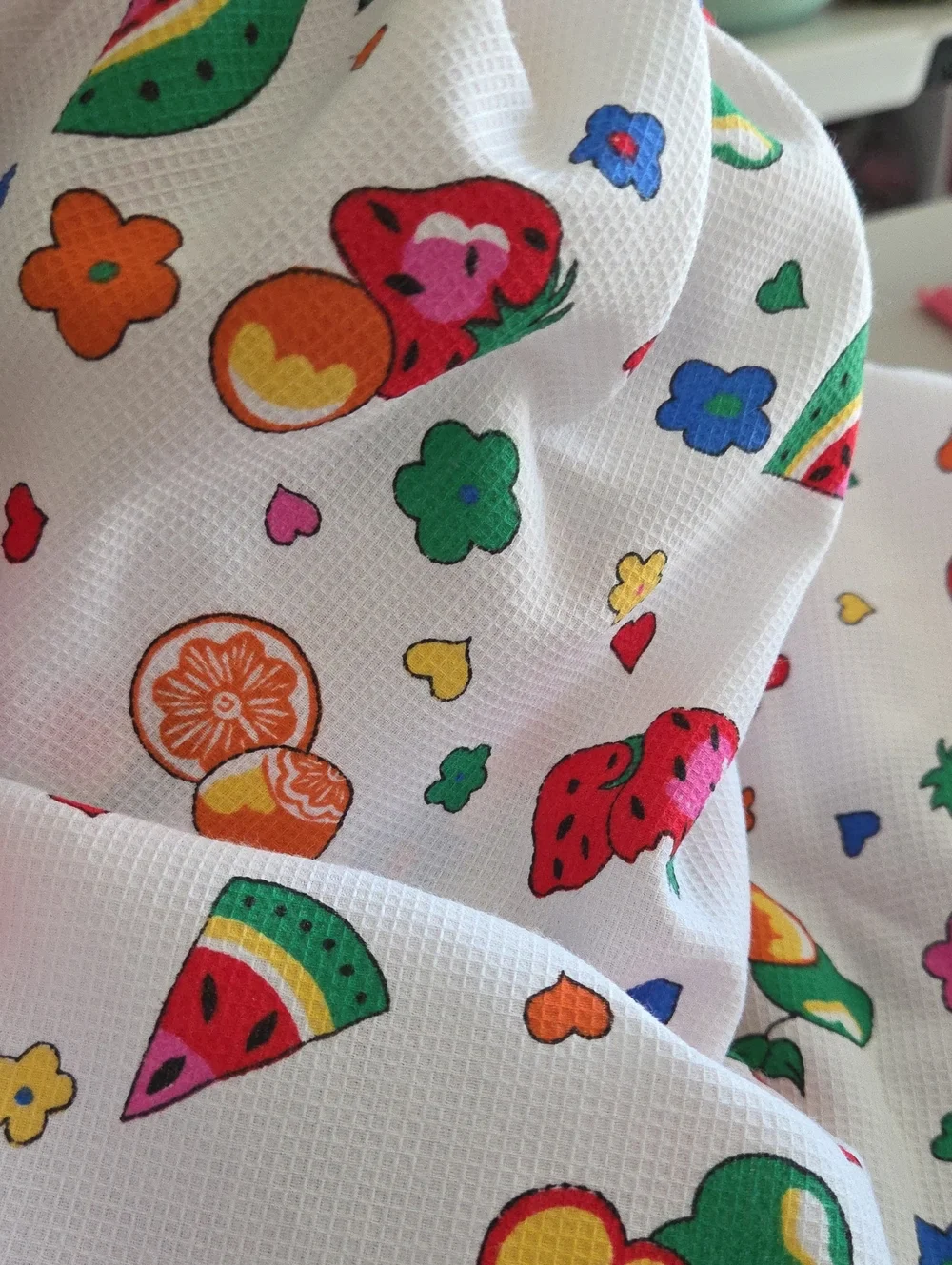 Super Rare Vintage Waffle Weave Summer Craft Quilt Sewing Cotton Fabric 2.1yds